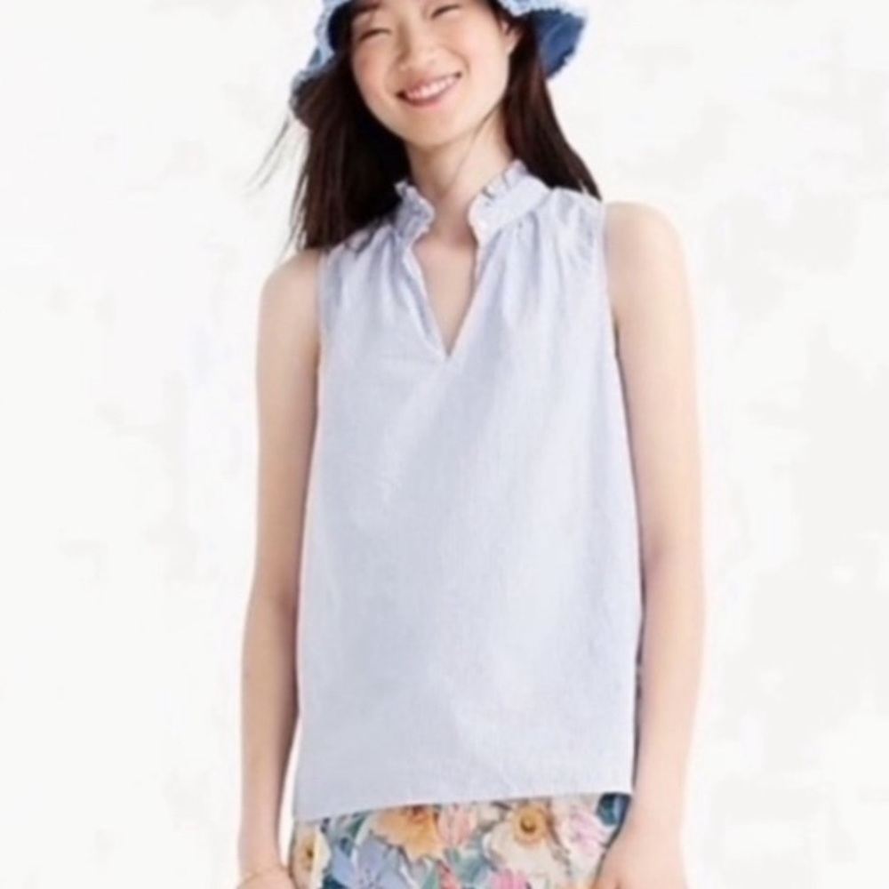 J. Crew ruffle neck striped blouse